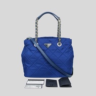 Prada Zaino Quilted Nylon Tessuto Impuntu 2 Way Tote Bag Bluette 1BG740