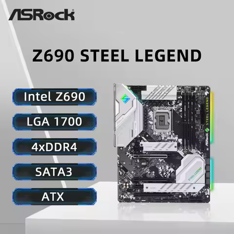 ASRock Z690 STEEL LEGEND Motherboard Supports i9-14900F i7-12700K i5-12400F CPU 4xDDR4 M.2 PCIe 5.0 