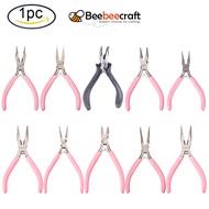 Beebeecraft 1pc 45# Carbon Steel Jewelry Pliers Round Nose/Flat Nose/Long Chain Nose/Bent Nose/Needle Nose/Side Cutting Pliers