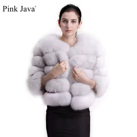 Pink Java QC1801 FREE SHIPPING real fox fur coat women winter thick fur jacket short fur coat wholes