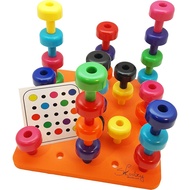 Nail Board 33-Piece Toys _ Matching with Game Set, Montessori Baby Toys, Toddlers, Fine Motor Color 