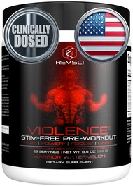 VIOLENCE Stim Free Pre Workout Powder by REVSCI, Precision Dosed Non Stim Preworkout Pump Pre Workou