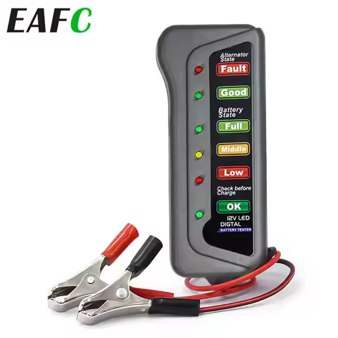 Mini 12V Car Battery Tester Digital Alternator Tester 6 LED Lights Display Car Diagnostic Tool Auto 