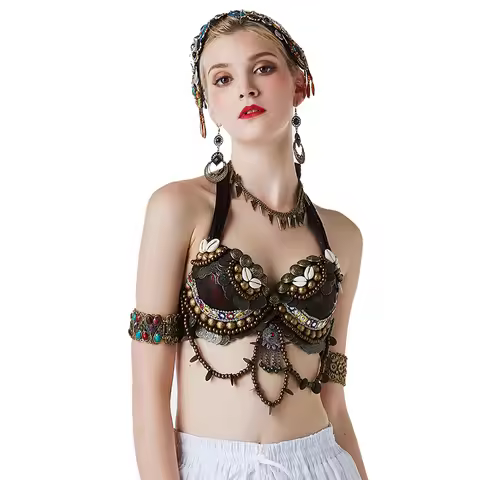 New Tribal Gypsy Bra Belly Dance ATS Bra Adjustable Women Hand Beading Bellydance Clothes Top Costum