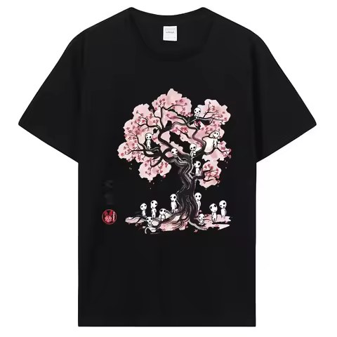 Anime CropTop Funny Cartoon T-shirt Ponyo Harajuku T Shirt Men Cotton Miyazaki Hayao Tshirt Studio T