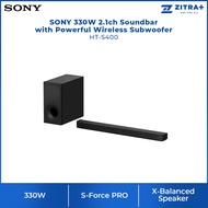 SONY 330W 2.1ch Soundbar with powerful wireless subwoofer HT-S400 | Bluetooth | HDMI | Dolby Audio | TV Wireless Connection | Soundbar with 1 Year Warranty