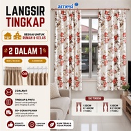 Curtain Langsir Tingkap Pintu Bilik Dapur Sliding Door Hook Cangkuk Semi Blackout Tirai Murah Purple