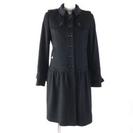 BURBERRY BURBERRY LONDON 100% 羊絨大衣，成色極佳，飾有品牌標誌紐帶和格紋內襯。黑色，尺寸 38。正品，日本製。女款。