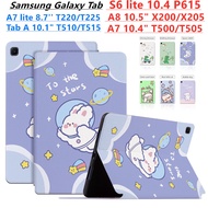 Samsung Tab A7 Lite 8.7 T220 T225 S6 Lite 2022 P610 P613 A7 SM-T500 T505 T507 T503 T509 A8 10.5 X200 X205 X207 Flipcover Leather Cartoon Cute Pattern Tablet Case
