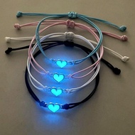4Pcs Luminous Couple Bracelet Heart Fashion Handmade Adjustable Best Friend Wristband Gift Jewelry