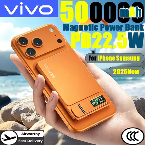 VIVO 500000mAh Magnetic Wireless PowerBank Portable Power Bank Slim Original for iPhone 17/16/15/14 