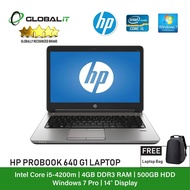 (Refurbished Notebook) HP Probook 640 G1 Laptop / 14 inch LCD / Intel Core i5-4200M / 4GB DDR3 Ram / 500GB HDD / WiFi / Windows 7 Professional