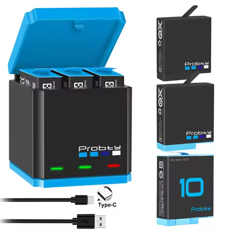 Original Probty Battery Kit for GoPro Hero 12 11 10 9 8 7 6 5 Gopro Accessories for Go Pro Hero12 He