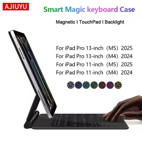 AJIUYU Magnetic Magic Keyboard Case For iPad Pro 11 13 Inch M5 2025 iPad Pro M5 M4 11" 13" Smart Mul