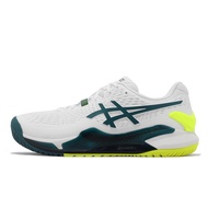 Asics Tennis Shoes GEL-Resolution 9 2E Wide Last Men's White Fluorescent Beauty Net Color Matching 1041A37610