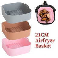 「 Party Store 」 21CM Silicone Air Fryer Pot Tray Silicone Basket Baking Tray Airfryer Oven Baking Mold Reusable Dish Liner Pizza Grill Pan Mat