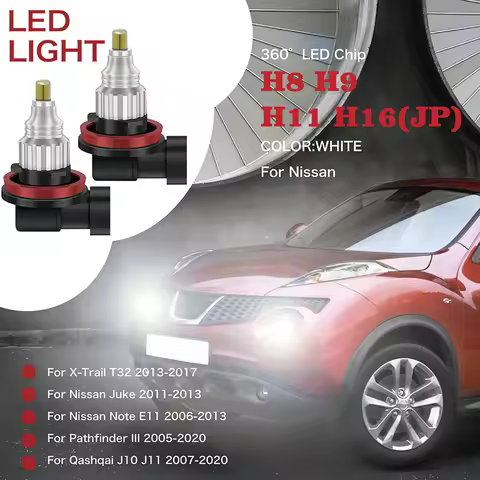 2Pcs/Set SUNKIA H11 H8 H9 H16JP Headlight Bulb for Nissan X-Trail T32 Juke Note E11 Pathfinder III Q