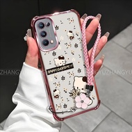 Case for OPPO Reno 4 5 5k phone case cute cat flower anti fall four corner silicone TPU transparent 