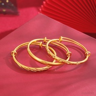 越南沙金手镯女士夏季四叶草铜合金不掉色仿黄金饰品 Vietnam sand gold bracelet women summer clover alloy non-fadin JBNIcQRRIj06