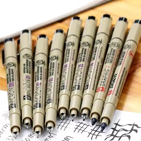 7/9/11Pcs Black Sakura Pigma Micron Pen Waterproof Hand-Drawn Design Sketch Needle Pen Fineline Pen 