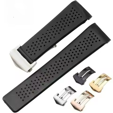 For TAG Heuer Men's 22 | 24mm Waterproof Sweatproof Rubber Watch Strap Silicone Bracelet Full Hole D