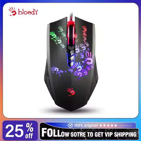 A4Tech Bloody A60 Wired Optical Mouse PMW3327 6200DPI 8 Programmable Keys RGB Low Latency Customized