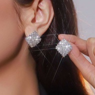 Diamond Square Stud Earrings - Diamond Square Stud Earrings - Wedding Party Earrings