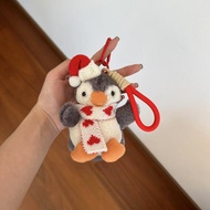 Cream White Cute Furry Bear Pendant Girl Heart Backpack Accessories All-Match Pendant Bear Girl Stud