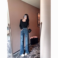 Chrome Hearts Cross Embroidery Jeans Women's Spring 2026 High Waist Design High Commuting Floor-Mopp