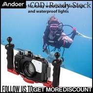 Andoer Dual Handle กล้องดำน้ำ RIG แบบใช้มือถือถาดใต้น้ำ Stabilizer RIG พร้อมชัตเตอร์สำหรับกล้อง DSLR