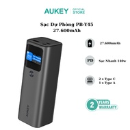 Pin Sạc dự phòng Aukey PB-Y45 Sprint X 27600mAh 140W PD Ultra-Fast với màn hình kỹ thuật số siêu mỏn