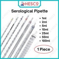 LABSELECT Serological Pipette 1pc — 1mL to 100mL, Disposable Measuring Pipette, Laboratory Use Pipet