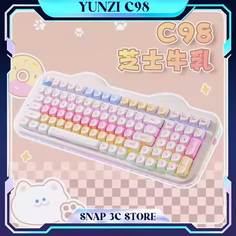 YUNZII C98 Mechanical Keyboard 98 Keys Wireless Tri-mode Bluetooth 2.4G Hot Swap RGB Aesthetic Offic