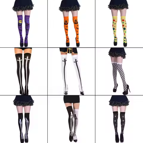 Adult Child Women Girls Halloween Costumes Cosplay Accessories Stockings Socks Skeleton Clown Nun Ba