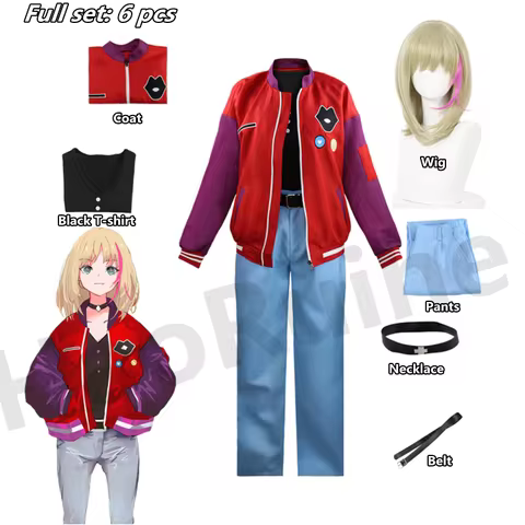 Anime Egg-Priority Kawai Rika Jacket Wonder Egg Priority Cosplay Costume Daily Casual Red Coat Pants