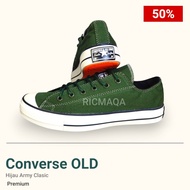 Sepatu All Star Converse Pria Wanita Outsole Orange Shoes Kasual Hijau Army Low