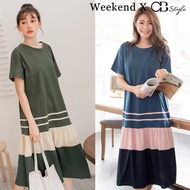 SG LOCAL WEEKEND X OB DESIGN CASUAL WOMEN CLOTHES COLOR BLOCK LONG LOOSE MAXI TIERED SWING DRESS S-XXXL PLUS SIZE