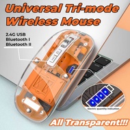 YQ Transparent Tri-mode Wireless Mouse Universal 2.4G USB Bluetooth Mouse Silent For Tablet Laptop P