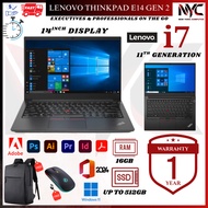 Lenovo ThinkPad E14 Gen 2 i7 11th Gen / E14 Gen 1 i5 10th Gen 16GB RAM 512GB SSD 1 Year Warranty