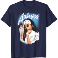 Aaliyah Airbrush Vintage Bandana Photo R&B Hip Hop Music Fan T-Shirt Fashion Tops for Boys and Girls