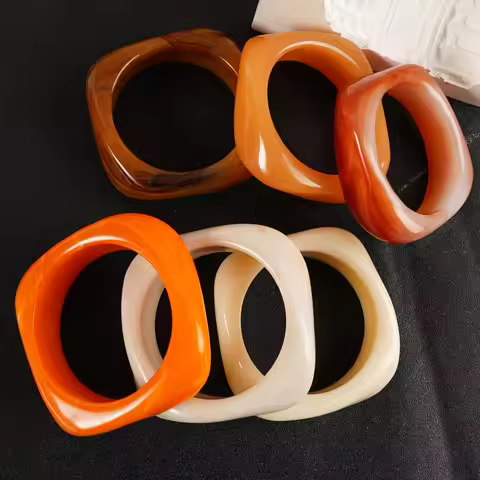 Vintage Resin Colorful Bracelet Irregular Wide Bangles Geometric Acrylic Bracelets For Women Gift Je
