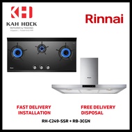 RINNAI RH-C249-SSR CHIMNEY HOOD + RB-3CGN 3 INNER BURNER BUILT-IN HOB BUNDLE