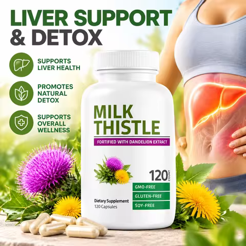 Milk Thistle Seed Extract with Dandelion Extract for Liver Support and Detox GMO Free Gluten Free So