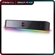 Redragon GS560 RGB Desktop Soundbar, 2.0 Channel Computer Speaker with Dynamic Lighting Bar Audio-Li