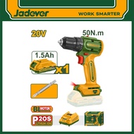 JADEVERสว่านไร้สาย 20 โวลท์ (50 Nm) มอเตอร์ไร้แปรงถ่าน (แบต + แท่นชาร์จ) รุ่น JDCDP5521 / JDCDP552 ส