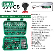 ISKU Kunci 1Set Lengkap 82pcs Kunci Sok Set Lengkap 1/2 1/4 Kunci Bengkel Motor Komplit Perkakas