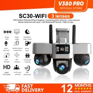 V380 Pro SC30 Outdoor CCTV Camera Wifi Connect To Cellphone Waterproof Three lens Night Vision Alarm