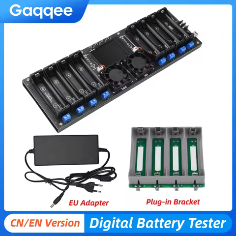 DC5V 10A Digital Battery Tester 2.4-inch With Curved Display 18650 Battery Capacity Tester 8 Channel
