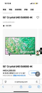 50” Crystal UHD DU8000 4K