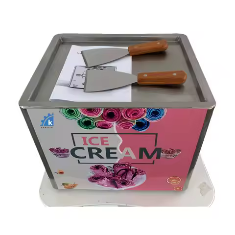 Hot Sales Thailand Ice Cream Roll Maker New square Single Pan 50cm Freezing Pan Fried Ice Cream Mach